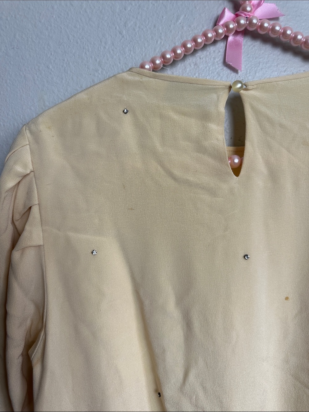 Vintage silk Chloe Cream Long-Sleeve Embellished blouse - Picture 10 of 15